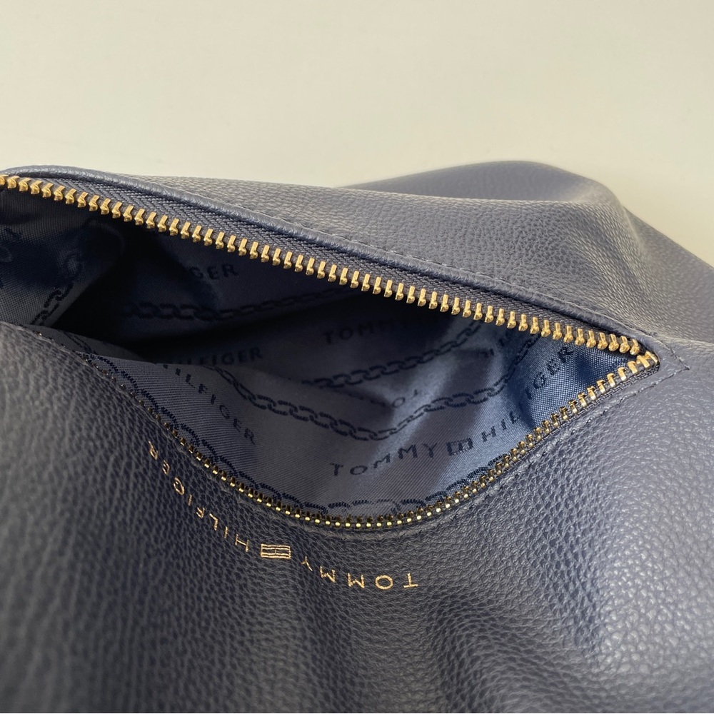 Tommy Hilfiger Navy Leather Mini Backpack with Gold Hardware - Picture 11 of 14